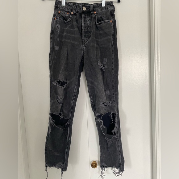 h&m black straight ripped jeans - Picture 1 of 2
